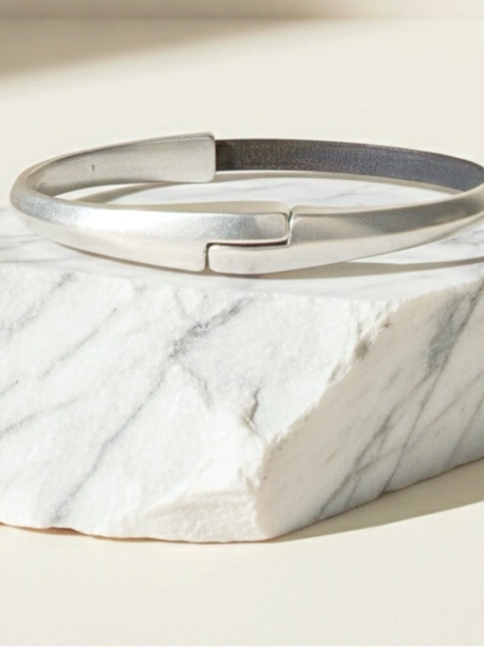 NWT Leather & Silver Magnetic Cuff Bracelet 7.5”